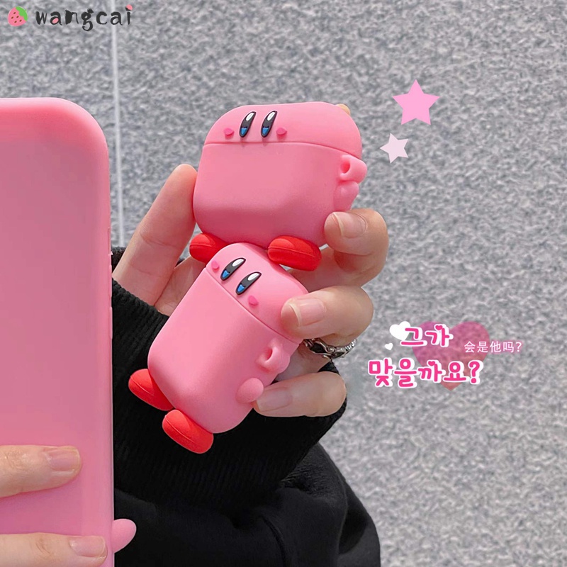 Vỏ Bảo Vệ Hộp Sạc Tai Nghe Airpods 1 2 3 Pro Airpods3 Bluetooth Không Dây Bằng Silicon Họa Tiết Kirby Màu Hồng