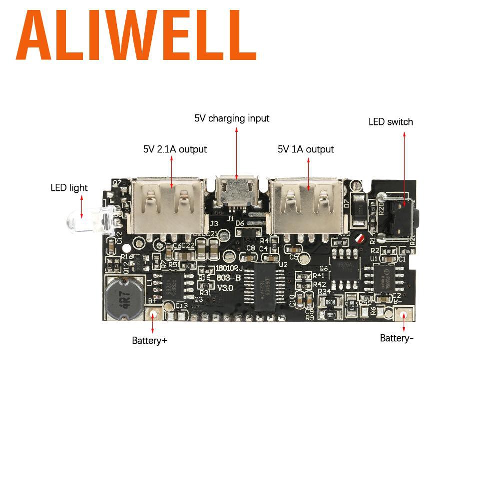 Aliwell Dual USB 5V 1A/2.1A LCD Power Bank 18650 Lithium Battery Charger DIY Module