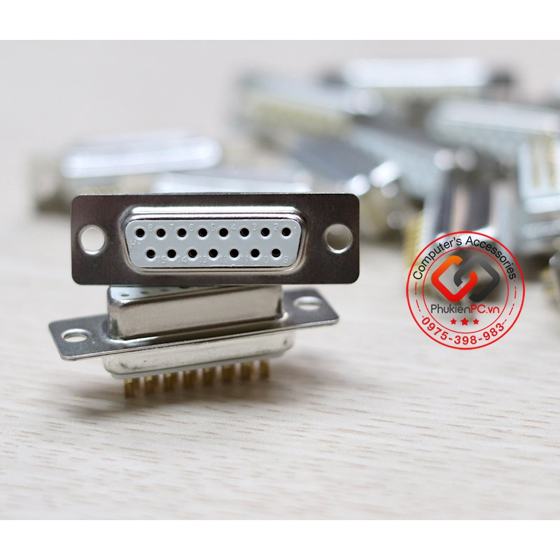 Đầu hàn COM DB15 chân (2 hàng) mạ vàng 5U. Tạo cáp COM DB15 máy công nghiệp CNC, nối cáp Riser DB15 sang DB9, DB25, D37