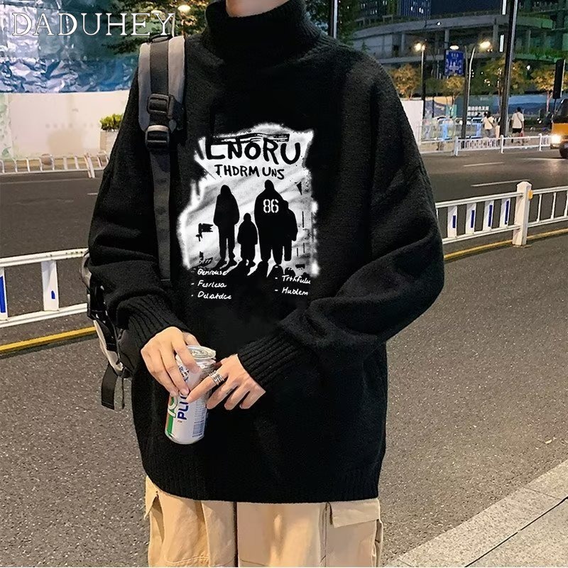DaDuHey Ins Fashionable Printed Long Sleeve Top Men's Autumn Korean-Style Fashionable Loose Sweater