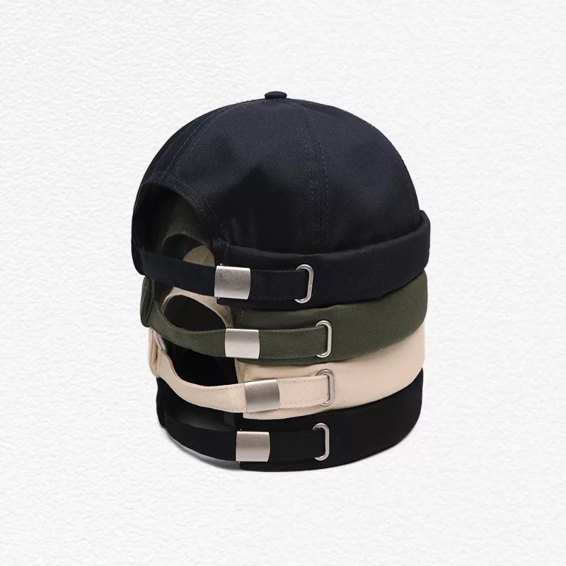 Mũ beanie LINJW chất cotton mềm màu trơn phong cách Hàn Quốc có thể điều chỉnh kích thước cho nam và nữ