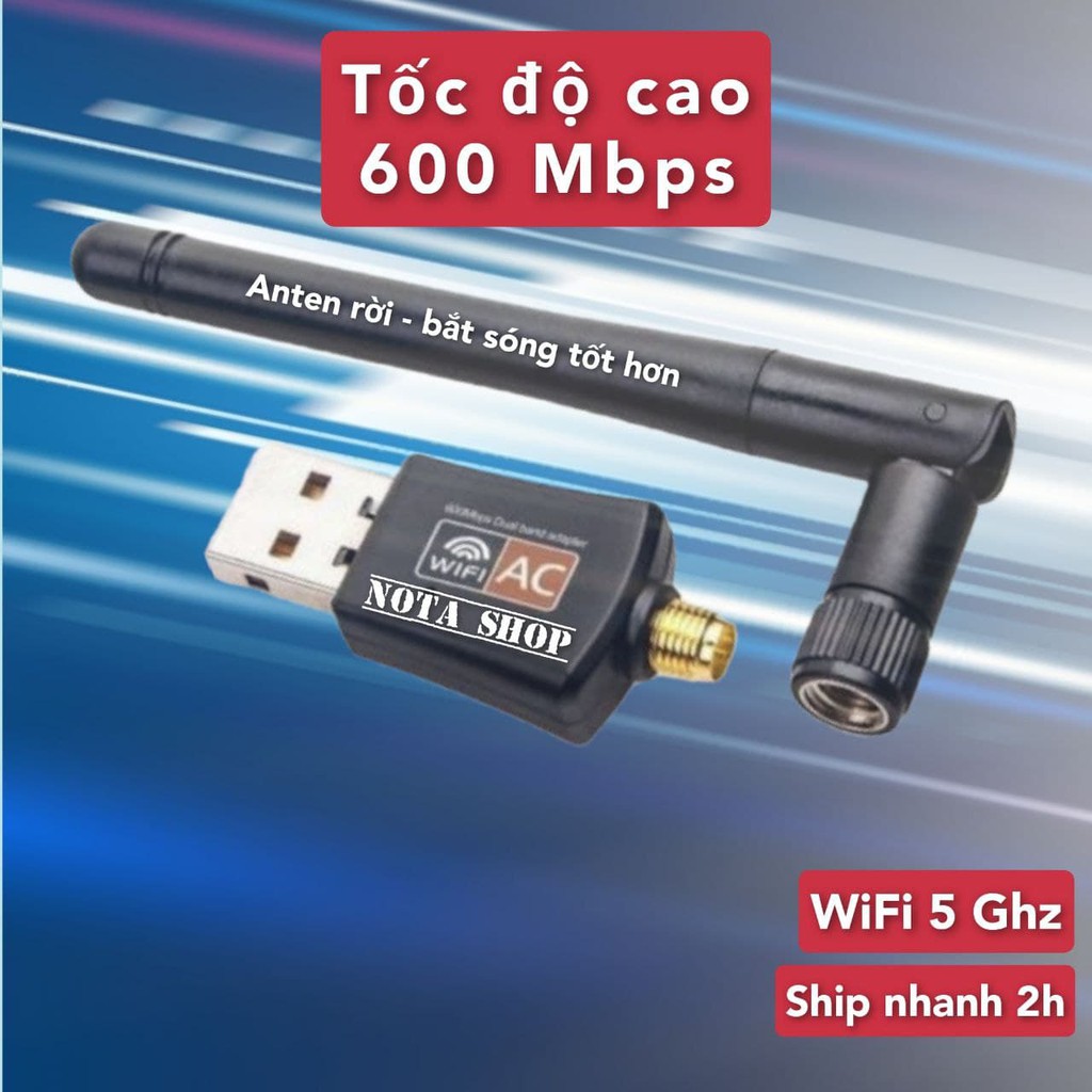 [Hỏa Tốc - Bảo hành 6 Th] Thiết bị kết nối WiFi 5Ghz để học online, USB thu WiFi + BLUETOOTH 600Mbps 1300Mbps 5G