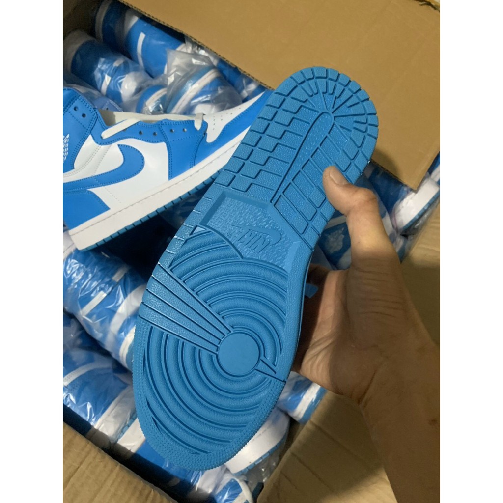 (FREESHIP + Box) Giày thể thao AIR JORDAN 1 Retro High UNC xanh trắng cổ cao 11 SC