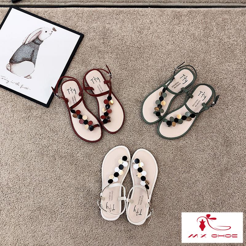 M & X~ Giày Sandal Đế Bệt Mềm Thoải Mái Phong Cách Đường Phố Cho Nữ 2022