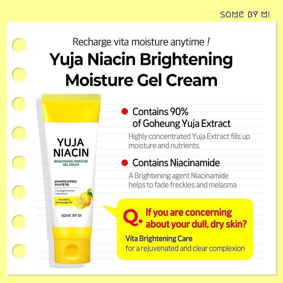 Combo 2 Sản Phẩm Làm Sạch Sâu, Dưỡng Ẩm, Giảm Nám, Trắng Da Some By Mi YUJA (Gel Rửa Mặt Bye Bye YUJA 120g + Kem 100ml)