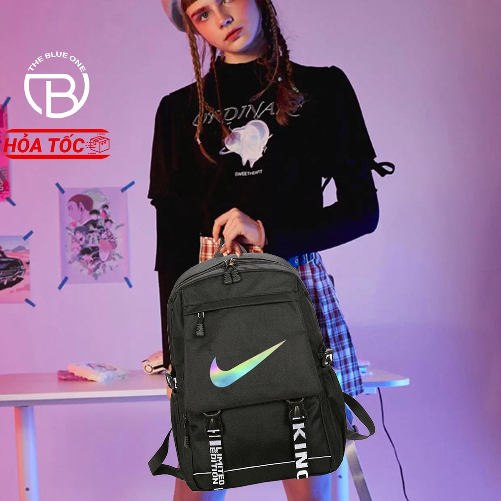 Balo Đi Học Ulzzang Thời Trang Unisex Hàn Quốc Logo Phát Sáng, Có Ngăn Chống Sốc Laptop Chống Nước Dùng Đi Chơi Du Lịch