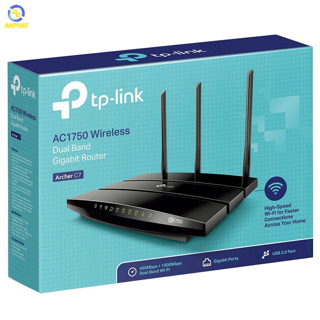 [Mã 1511ELSALE hoàn 7% đơn 300K] Router Gigabit Wi-Fi Băng Tần Kép AC1750 TP-Link Archer C7
