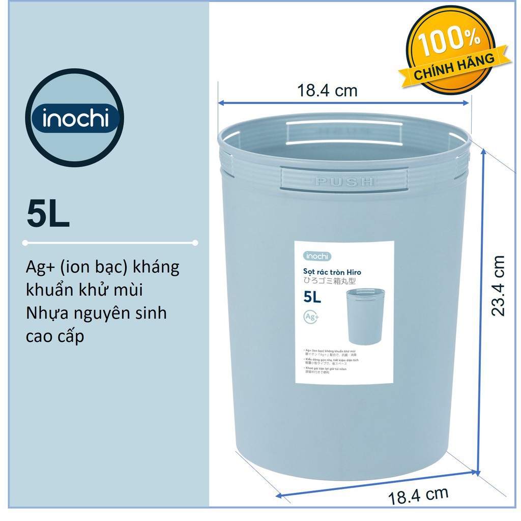 Thùng Rác Nhựa Tròn Inochi 5 Lít Màu Rất Đẹp Làm Sọt Rác Văn Phòng, Khách Sạn, Đựng Rác Gia Đình, Để Bàn Trong Nhà