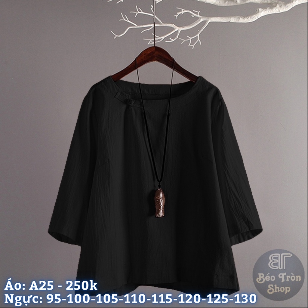 Áo bigsize trơn phối nút cổ đẹp- AZ025