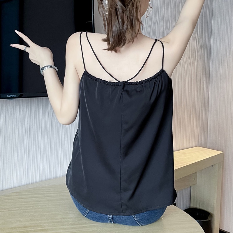 Áo Voan Trơn Dễ Thương 165044 Áo Hai Dây Hở Lưng Kiểu Dáng Đơn Giản Quyến Rũ Hợp Thời Trang