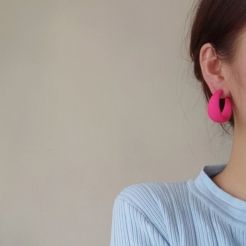 Khuyên Tai Bạc 925 Hình Chữ C Màu Sắc Kẹo Ngọt Phong Cách Hàn Quốc