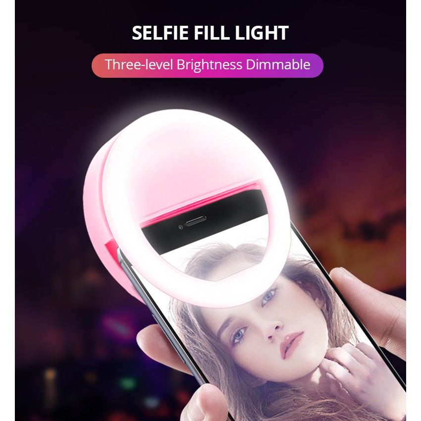 Đèn LED Kẹp Điện Thoại Hỗ Trợ Chụp Ảnh Selfie Cho Nữ