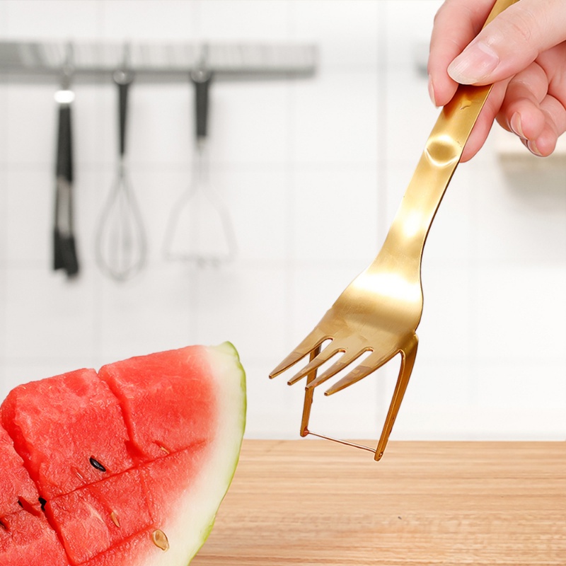 Nĩa Ăn Trái Cây 2 Trong 1 Đa Năng Bằng Thép Không Gỉ