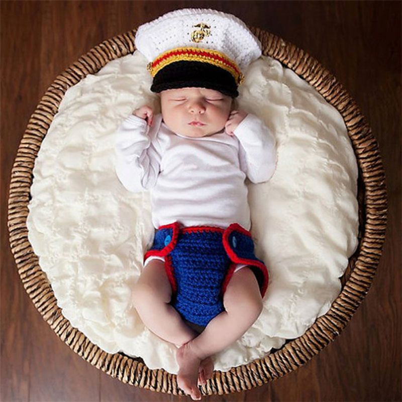 Bộ Áo Liền Quần Dệt Kim Kèm Mũ Xinh Xắn Dùng Làm Đạo Cụ Chụp Ảnh Cho Bé Sơ Sinh