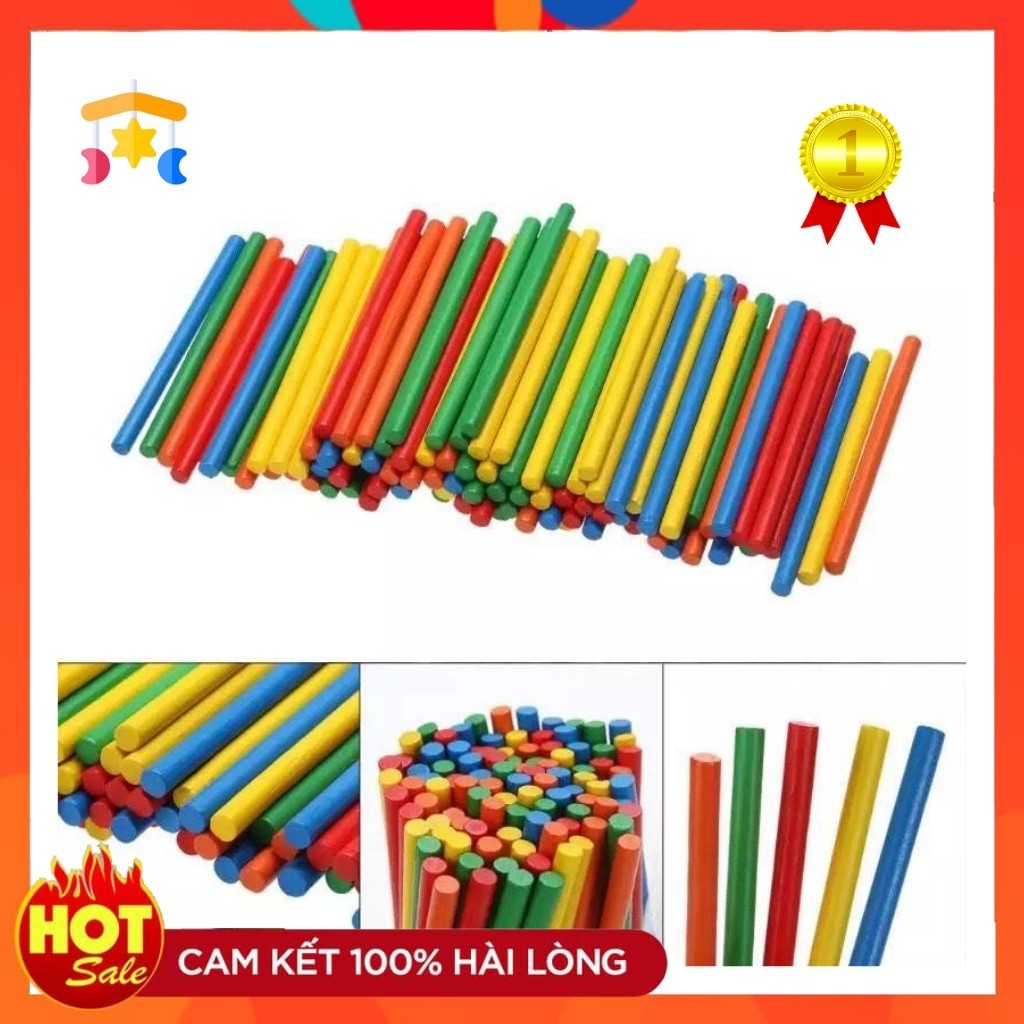 Combo 100 Que Tính Gỗ Benrikids Cho Bé Học Toán Nhiều Màu Sắc