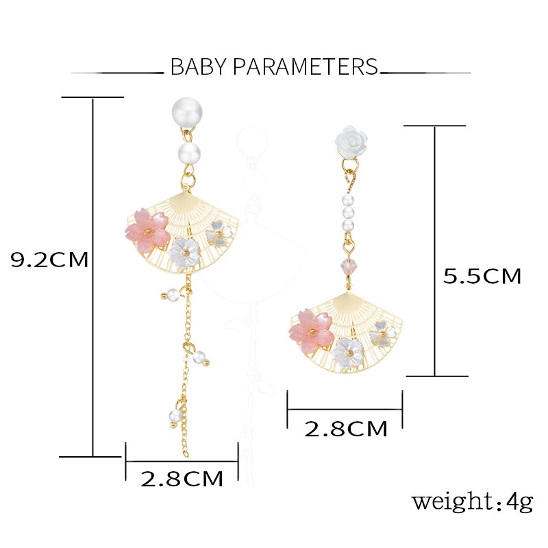 Khuyên tai bạc 925 hình quạt gắn hoa xinh xắn thời trang