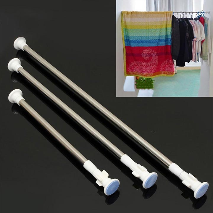 Thanh treo đa năng inox không cần khoan tường treo rèm treo quần áo chắc chắn