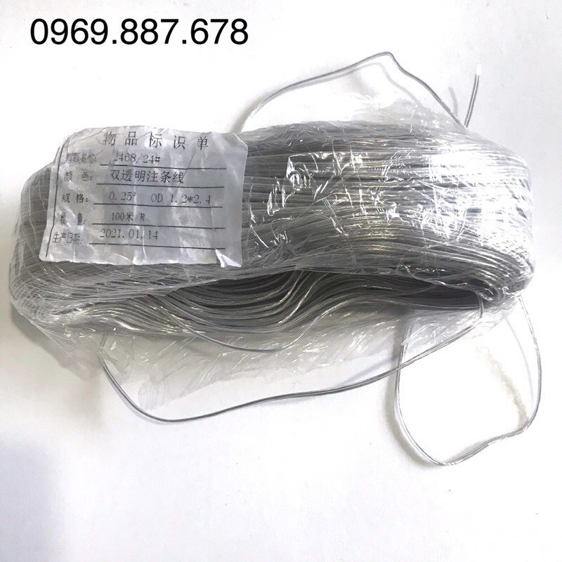 Dây điện nhỏ trong suốt hàn led neon, dây điện đôi lõi 2x0.25 quy cách 5m