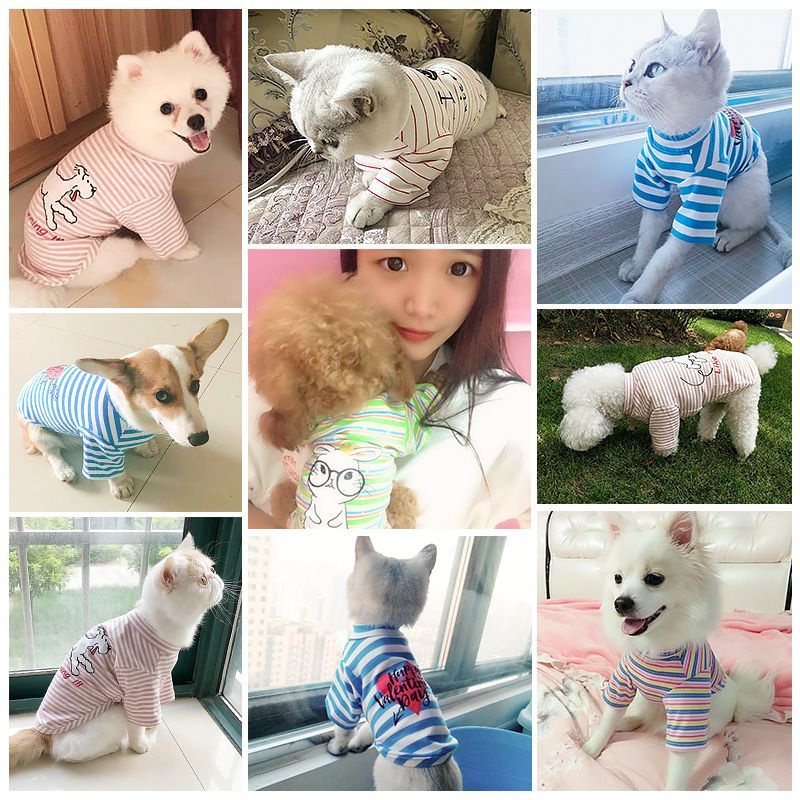 net red dog quần áo mùa hè cotton mỏng Teddy vest máy lạnh phục vụ tại nhà cho chó mèo pajama xuân