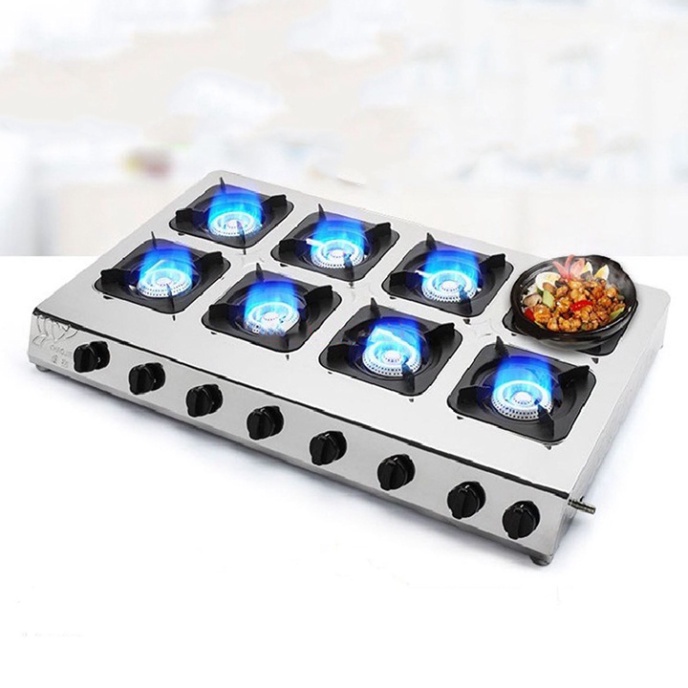 Bếp gas làm mỳ cay 8 cửa công nghiệp, bếp ga 8 họng làm cơm niêu
