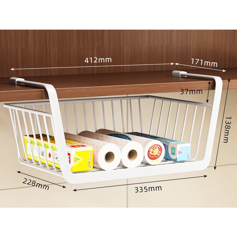 1 Giỏ Lưới Đựng Đồ Treo Dưới Tủ Chén Hoặc Kệ Sách Bằng Sắt