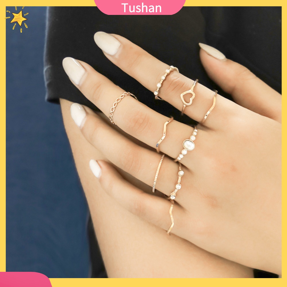 Set 9 nhẫn đeo khớp ngón tay thời trang dành cho nữ