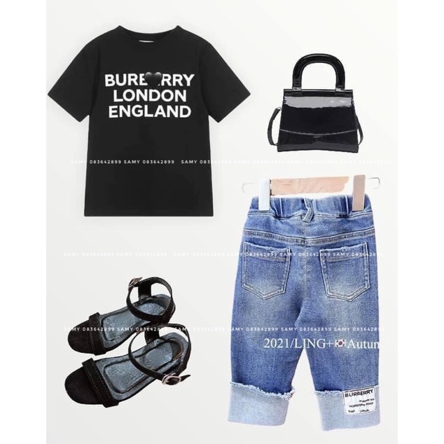 Áo thun tay lỡ bé trai bé gái nam nữ unisex, áo phông gia đình BBR cotton co giãn đen/trắng/đỏ - Samyy_vn