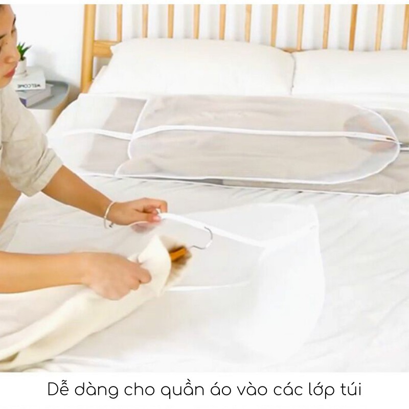 Túi bọc quần áo chống bụi bẩn, nấm mốc, không thấm nước. Kích thước đa dạng phù hợp với mọi loại quần áo