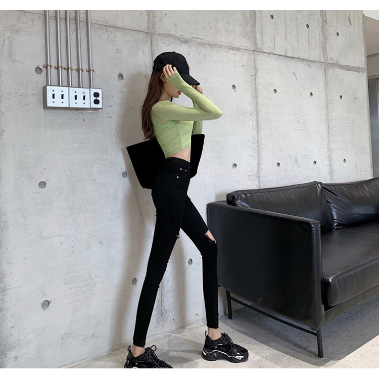 Ulzzang ( 얼짱) - QUẦN JEANS NỮ DÁNG ÔM RÁCH - EMILYSHOP