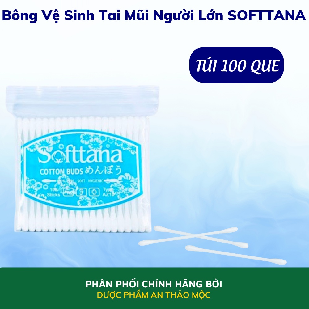 Bông vệ sinh tai mũi người lớn Tanaphar Softana thiết kế nhỏ gọn 100% bông xơ tự nhiên an toàn tiện dụng