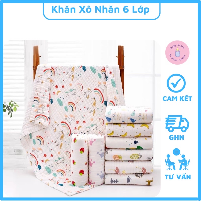 Khăn Tắm Xô Nhăn 6 Lớp Cho Bé - Khăn Tắm Cho Bé