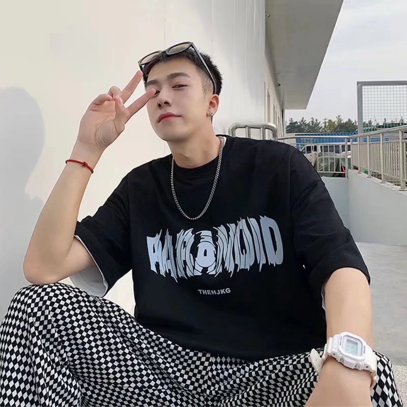 Áo Thun Tay Ngắn Dáng Rộng In Chữ Cỡ Lớn M-8XL Thời Trang Mùa Hè Phong Cách Hàn Quốc Cho Nam