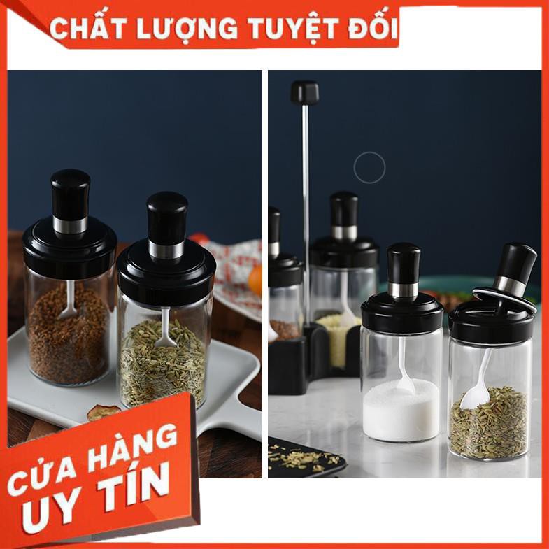 [Hàng loại 1] Hủ đựng gia vị kèm muỗng, lọ đựng gia vị thủy tinh có nắp thìa