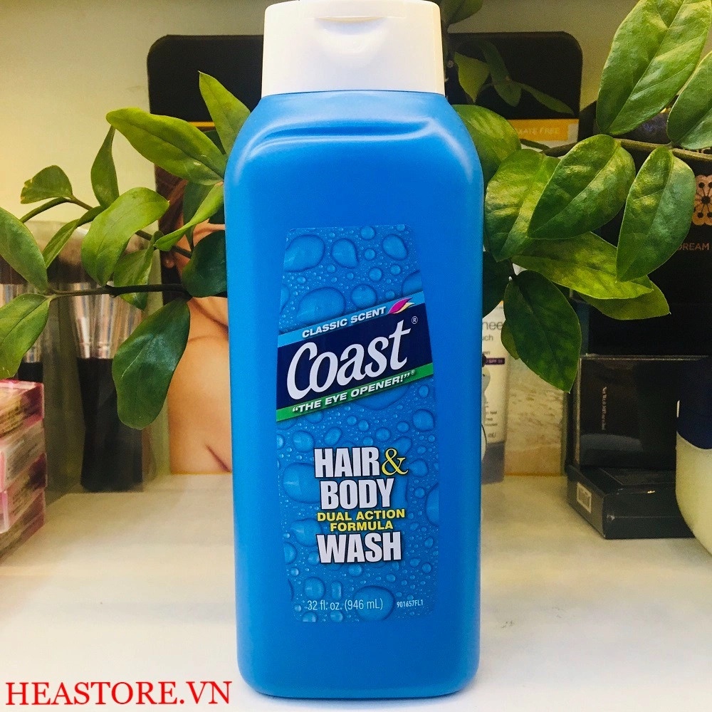Dầu tắm dầu gội chung Coast Hair & Body Wash dành cho Nam lưu hương lâu không khô da Linh Giang chính hãng