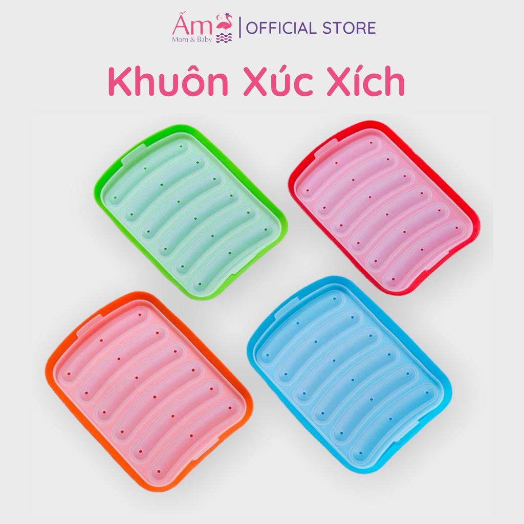 Khuôn Xúc Xích Silicone Cho Bé Ăn Dặm Ấm Baby Chia 6 Ngăn Tiện Lợi Chịu Được Nhiệt Độ Cao Ấm Gift Decor