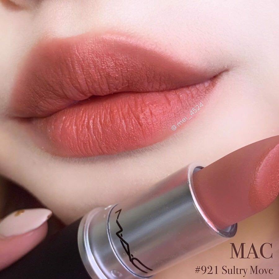 Son MAC Sultry Move 921 Màu Hồng Đào - Powder Kiss Lipstick, son MAC chính hãng date mới bao check code