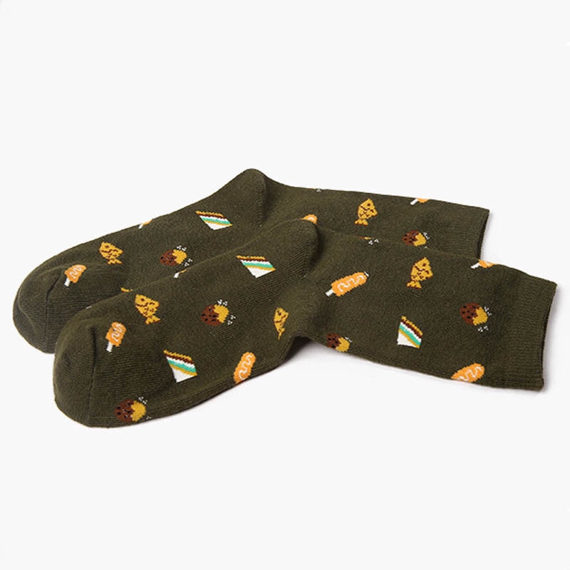 Vớ cotton mắt cá chân harajuku in cây kem/ trái cây/ sushi