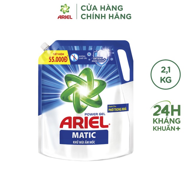 Nước Giặt Ariel Khử Mùi Ẩm Mốc Túi 2.1kg