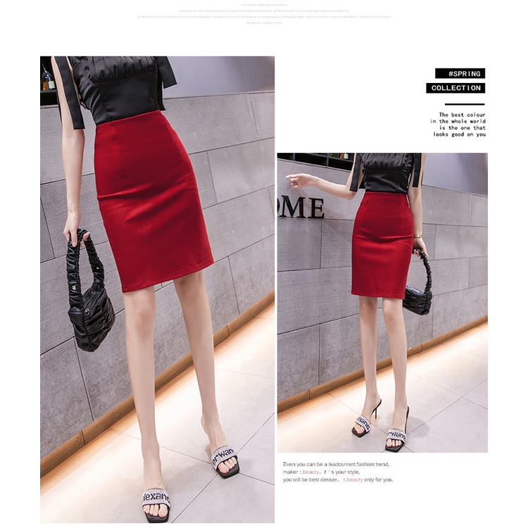 Chân Váy Công Sở Bút Chì Dài Tới Gối Màu Đỏ CHIPY From Ôm Lưng Thun Cạp Cao Cá Tính Kiểu Vintage, Ulzzang Đẹp MCV222 | BigBuy360 - bigbuy360.vn