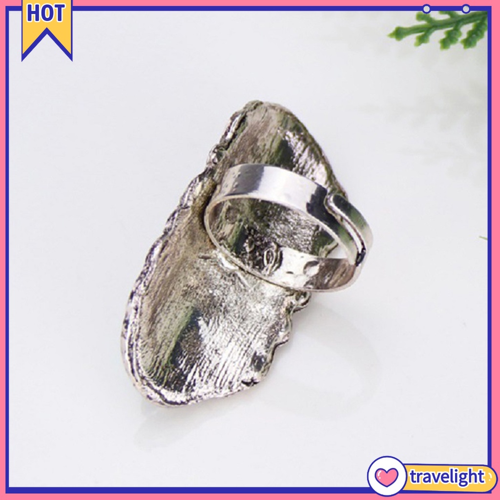 [TR] Nhẫn mở đá xanh lá chạm khắc hoa độ chính xác cao cho tiệc tùng