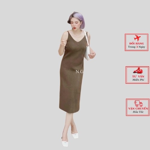Váy 2 dây body len tắm nữ dáng dài maxi tôn dáng ulzzang Hàn Quốc