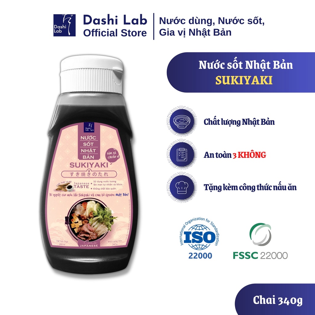 [DATE 11/2023] Nước Sốt Sukiyaki Nhật Bản Dashi Lab Lên Men Tự Nhiên Hòa Rượu Sake Nâng Tầm Món Lẩu 340g