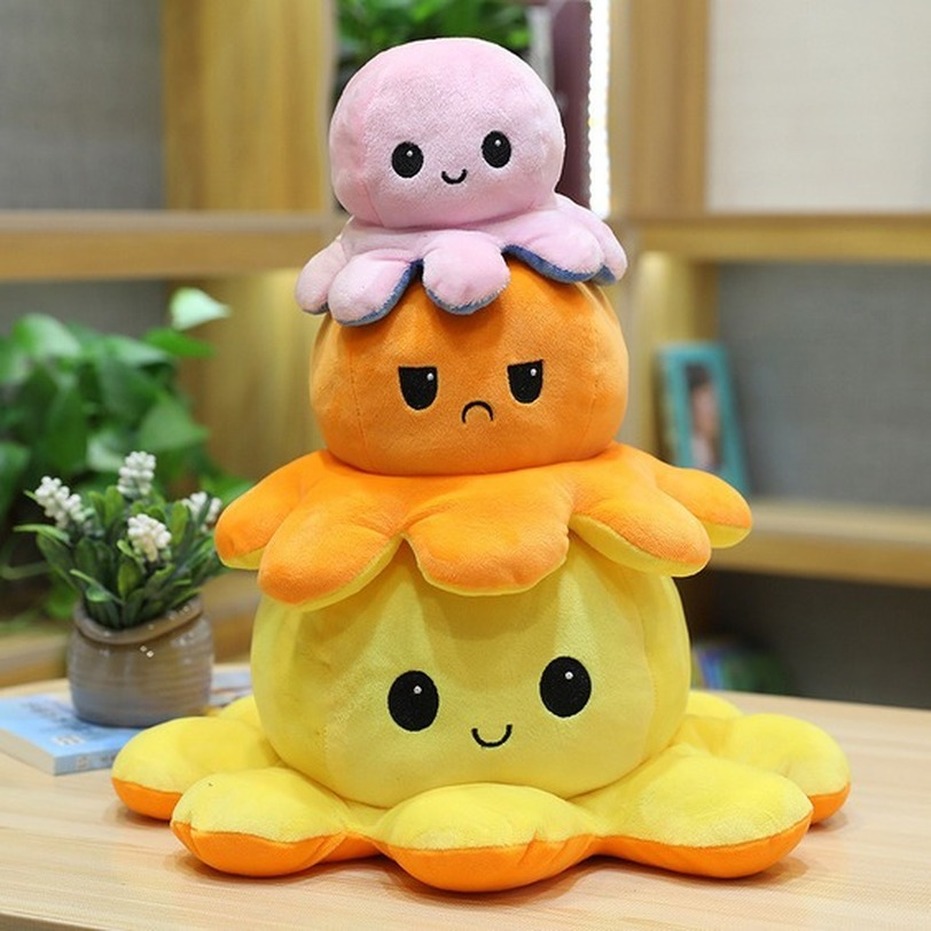 Đồ chơi bạch tuộc nhồi bông mặt cảm xúc có thể lật mặt 30cm/40cm