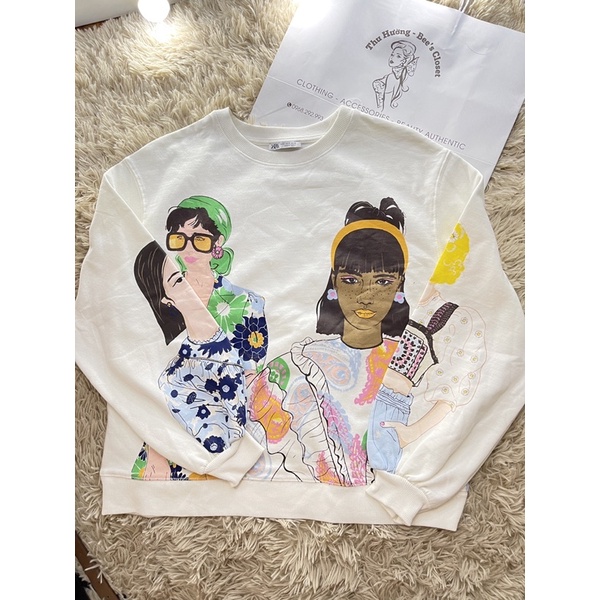 CÓ SẴN-ÁO NỈ ZARA AUTH HÌNH CÔ GÁI SIZE S