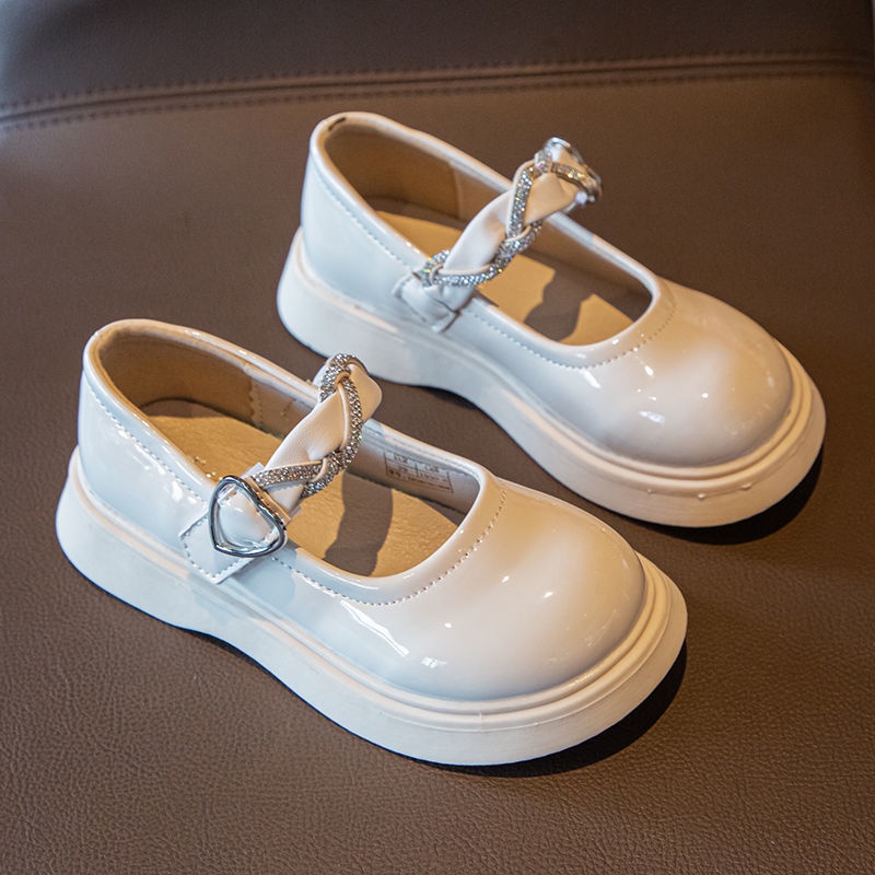 Giày Búp Bê Da Mềm Mũi Tròn Đính Đá Thời Trang Cho Bé Gái