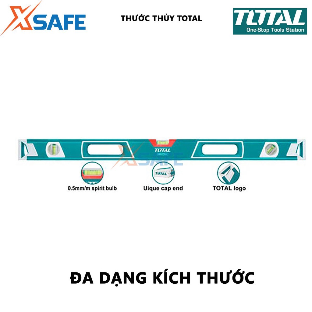 Thước thủy TOTAL Thước nivo chiều dài 80-180cm, độ dày 1.5mm dùng đo góc nghiêng, độ nghiêng, độ dốc - Chính hãng