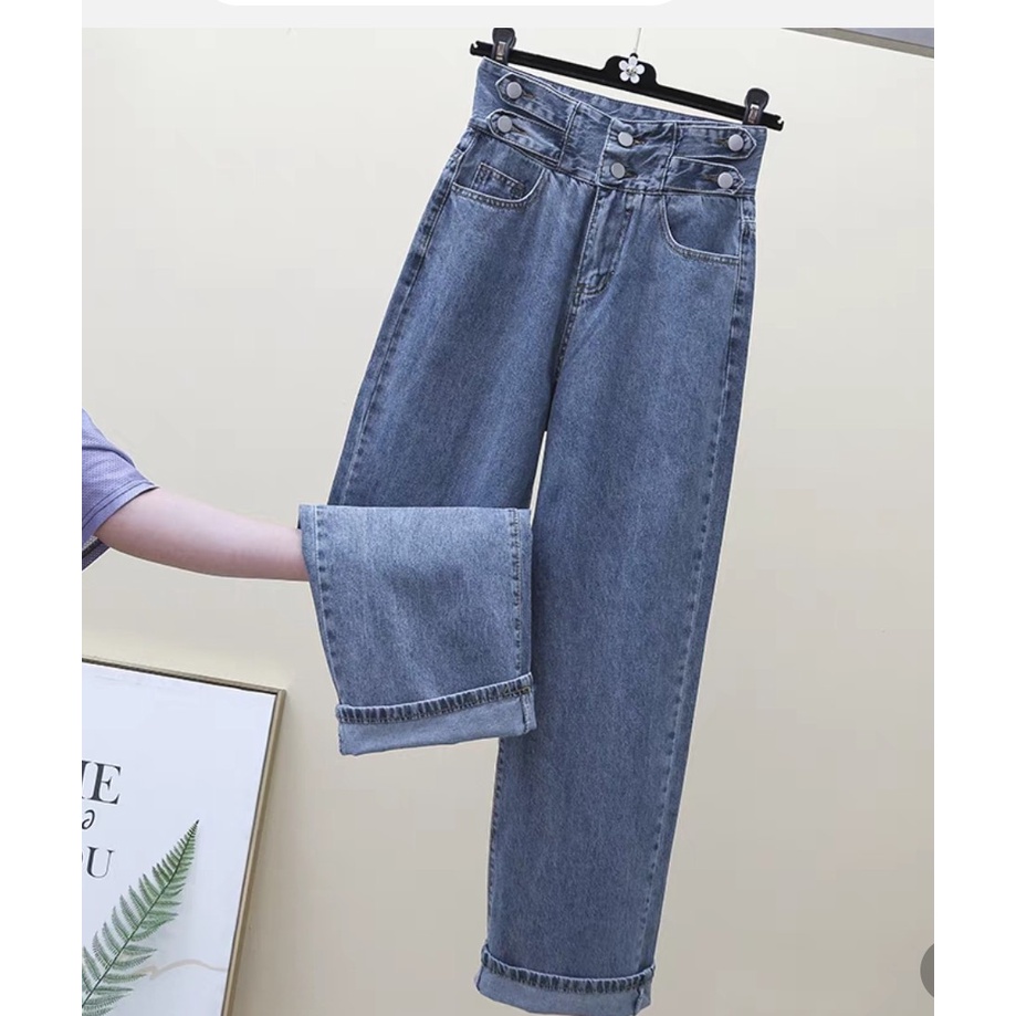 Quần bò baggy nữ quần jean baggy nữ quần jeans nữ cạp cao 3 size S M L hot 2022 SKShop22 | BigBuy360 - bigbuy360.vn