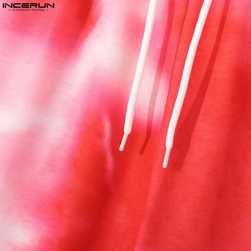 Bộ áo ba lỗ + quần đùi hoạ tiết màu nhuộm thời trang nam INCERUN