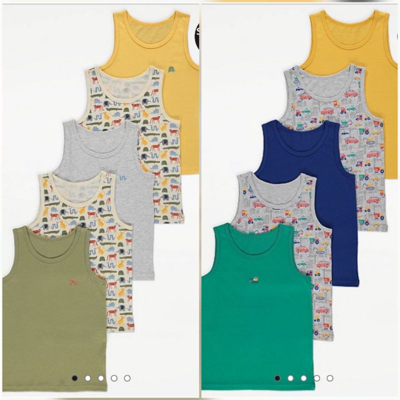 Set 5 áo ba lỗ cotton cho bé trai G.eorge A.uth size 3/4y đến 9/10y