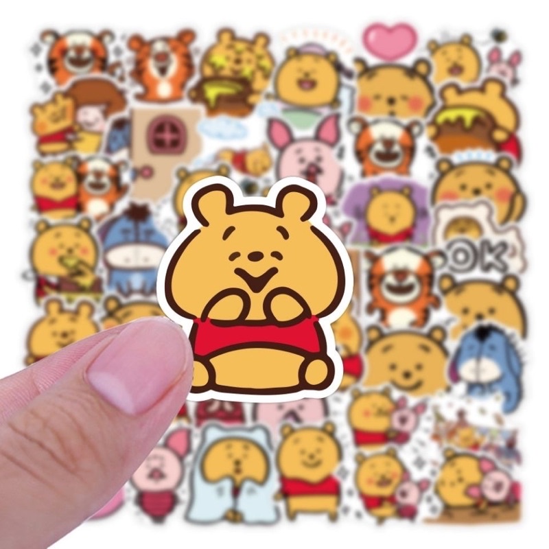 Hình Dán Sticker Gấu Pooh Đáng Yêu Trang Trí Mũ Bảo Hiểm, Sổ Tay